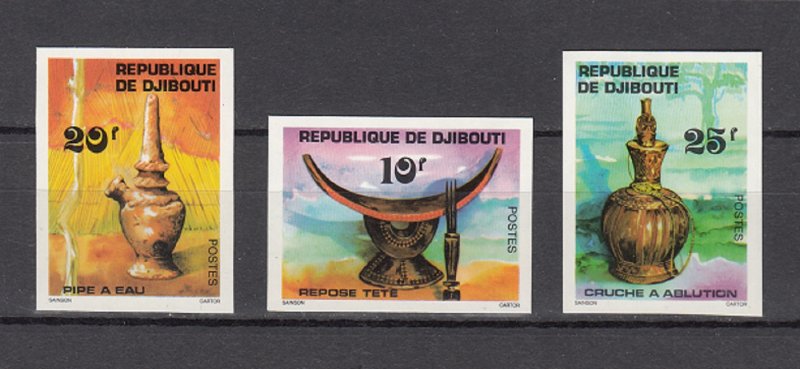 DJIBOUTI SC# 459-461 AFRICAN ART - MNH - IMPERF. SET