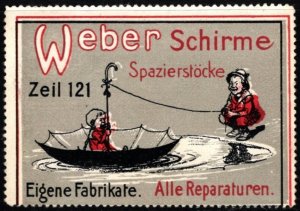 Vintage Germany Poster Stamp Weber Umbrellas Walking Sticks Products All Repairs