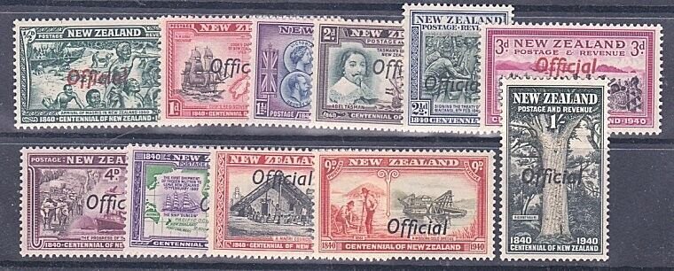 NEW ZEALAND OFFICIAL 1940 Centenary overprint set fine MNH.................B1345