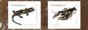 Austria 2092-2093 MNH stamps wildlife animals salamander amphibian crayfish (4)