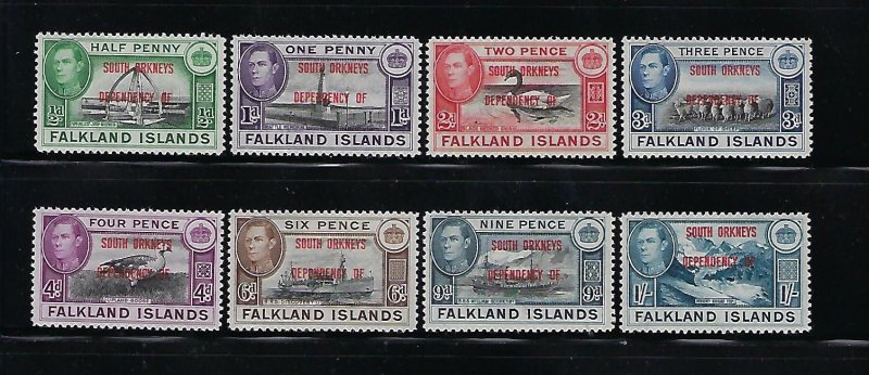 FALKLAND IS. SCOTT #4L1-4L8 SOUTH ORKNEYS DEPENDENCY-  MINT XXXLIGHT HINGED