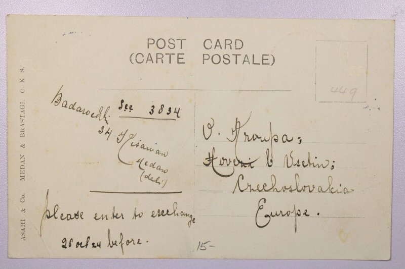 Netherlands Indies 1924 PPC to Czechoslovakia - L39196