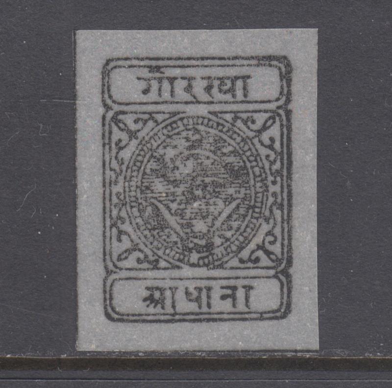 Nepal Sc 10 MNG. 1899 ½ a black FORGERY on translucent paper, fresh, sound