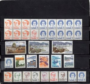 CANADA 1972-1976 SET OF 18 STAMPS, BOOKLET PANE & 2 BOOKLETS MNH