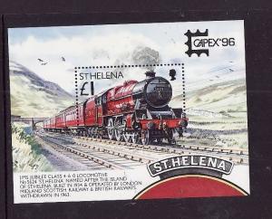 St Helena-Sc#681- id7-unused NH sheet-Trains-Locomotives-1996-