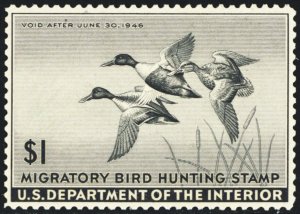 RW12, Mint VF NH $1 Federal Duck Stamp *--- Stuart Katz