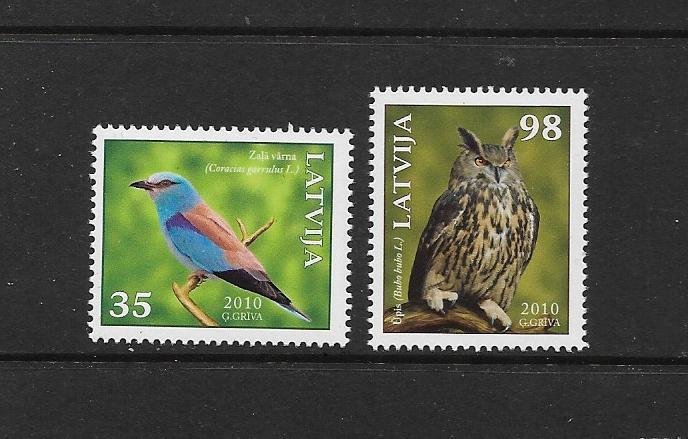 BIRDS - LATVIA-OWL & EUROPEAN ROLLER #763-4