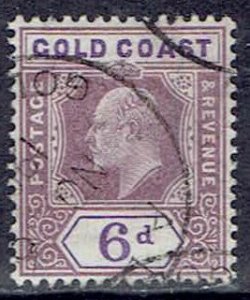 Gold Coast, Scott #43; 6p King Edward VII, Wmk 2, Used