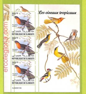 B0198 - DJIBOUTI - MISPERF ERROR Stamp Sheet - 2023 - TROPICAL BIRDS-