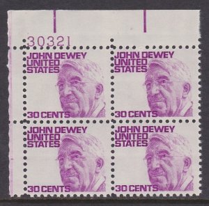1291 John Dewey Plate Block MNH
