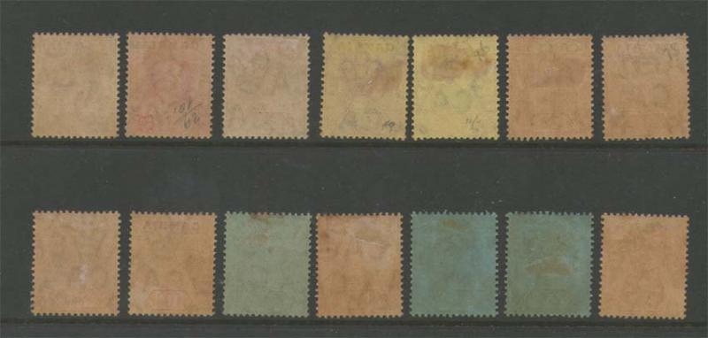 Gambia 1909 KEVII SG 72-85 set of 14 MH