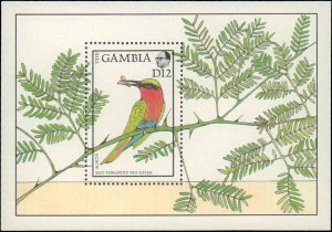 Gambia #728, Incomplete Set, 1988, Birds, Insects, Never Hinged