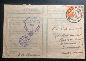 1943 British Army Field post Active Service Cover To Johannesburg South Africa