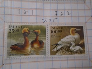 Iceland #  721-22  MNH   Birds