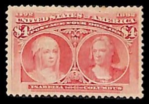 United States of America 1893, 4$ rosa, unused without gum, tiny brown spot o...