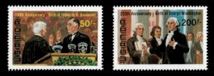 Uganda 1982 - WASHINGTON & F.D.R BIRTHDAYS - Set of 2 (Scott #356-7) - MNH