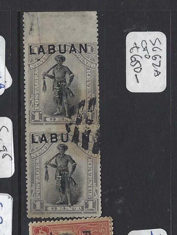 LABUAN (P1812B) 1C MAN VERT PR IMPERF BETWEEN SG 62A CTO   VFU  RARE