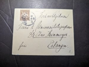 1897 Germany Bavaria Postage Cover Dillinger to Erlangen
