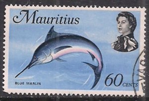 Mauritius 1972 QE2 60ct Blue Marlin Used Upright Wmk  SG 449 ( A1120 )