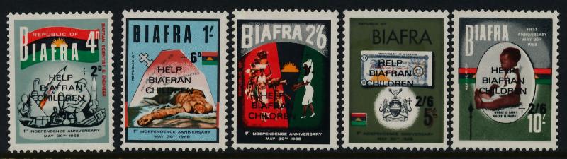 Biafra MI 22-6 MNH o/p,  Military, Rocket, Currency, Crest, Children