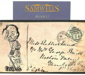 GB SG.194 HAND-ILLUSTRATED 6d Cover Front *Cheltenham* Glos 1886 S.AFRICA  MS32