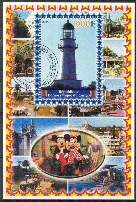 Congo 2005 W. Disney Lighthouses (2) S/S Used /CTO Cinderella