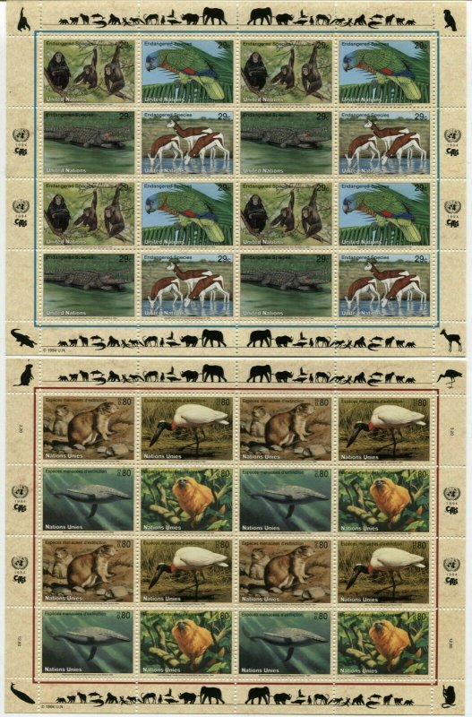 21 UN Endangered Species UNITED NATIONS Sheets Collection New York Geneva Vienna