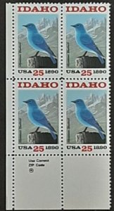 US Scott # 2439; 25c Idaho block of 4 from 1990; MNH, og; VF/XF centering