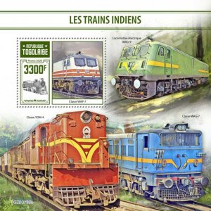 TOGO - 2020 - Indian Trains - Perf Souv Sheet - Mint Never Hinged