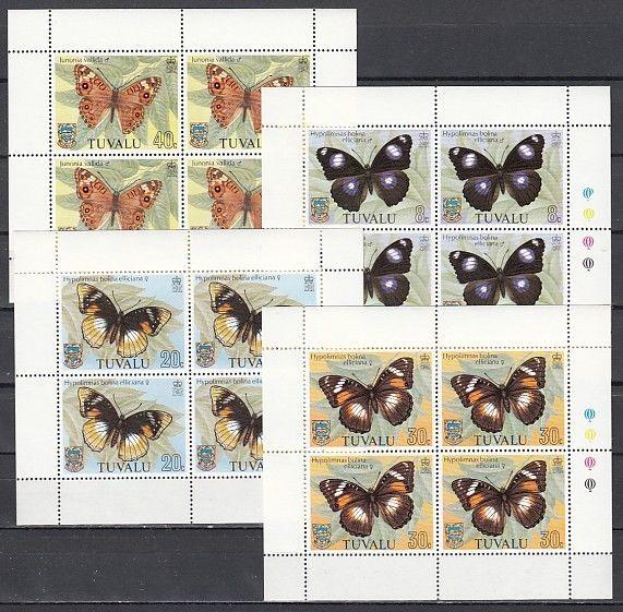 Tuvalu, Scott cat. 146-149. Butterflies sheets of 4. 