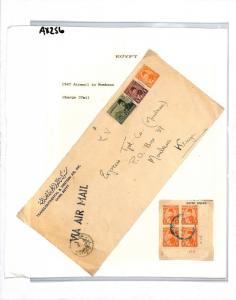 Egypt TRANSCONTINENTAL AIR Registered Cairo 1947 Cover & CORNER BLOCK AX256  