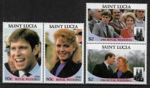 St Lucia #839-40 MNH Different Pairs - Royal Wedding