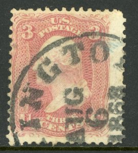 USA 1861 Washington 3¢ Rose Scott #65 VFU G199