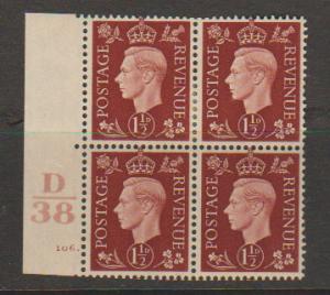 GB George VI  SG 464 Control D38 Cyl 106 Dot 