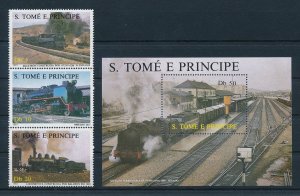 [113211] Sao Tome & Principe 1987 Railway trains Steam Locomotives Sheet MNH