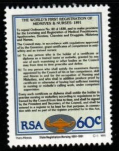 SOUTH AFRICA SG733 1991 CENTENARY OF STATE REGISTRATION FOR NURSES MNH