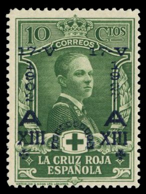 Spain #B22 Cat$75 (for hinged), 1927 10c green, never hinged