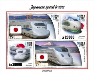 SIERRA LEONE - 2022 - Japanese H S Trains - Perf 4v Sheet - Mint Never Hinged