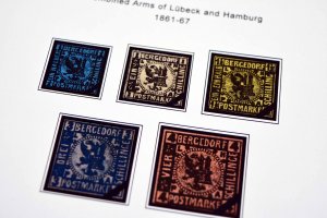 COLOR PRINTED GERMANY STATES 1849-1923 STAMP ALBUM PAGES (66 illustrated pages)