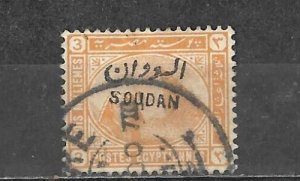 Sudan Overprint Over Egypt Stamp Scott #3 Used 3 Millieme Sphinx And Pyramid 