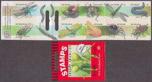 NEW ZEALAND Sc # 1468 MNH CPL BOOKLET of 10 x 40¢ DIFF CREEP CRAWLEY INSECTS