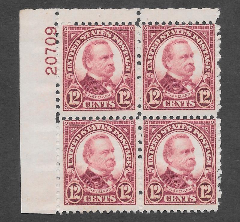 693 MNH, 12c. Cleveland Plate Block,  scv: $35, Free, Insured Shipping