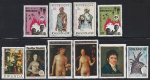 Rwanda ~ Lot fo 10 Different Stamps ~ Mixed