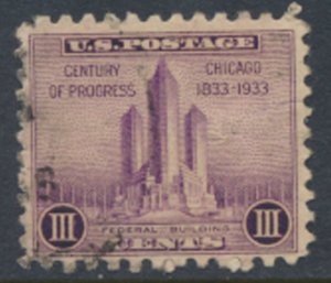 USA  SC#  729   Used 1933 Federal Building Chicago see scan