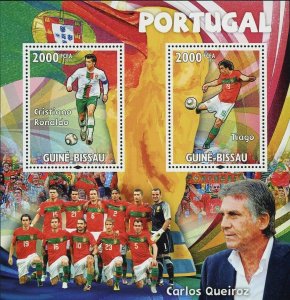 Portugal Soccer Stamp Cristiano Ronaldo Tiago Queiroz S/S MNH #4758-4759 /Bl.797