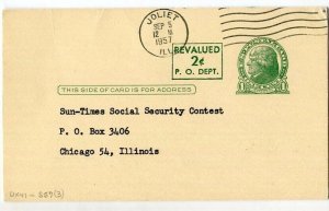 D69347 Joliet - Chicago USA Postal Stationery Jefferson 1c Revalued 2c