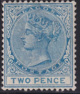 Sc# 16 British Lagos 1874 -02 QV Queen Victoria 2p Wmk 2 P.14 MLH CV $200.00
