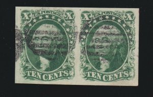 US 14 10c 1851 Washington Used Pair w/ PSAG Cert Graded '95' Superb SCV $1300