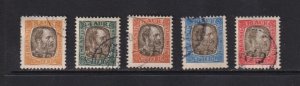 Iceland - Official stamps #O13-17 used, cat. $ 35.50