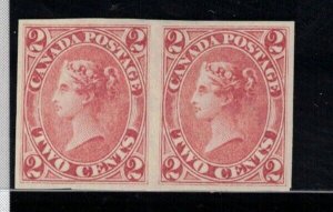 Canada #20b Extra Fine Mint Unused (No Gum) As Issued Imperf Pair **With Cert.**